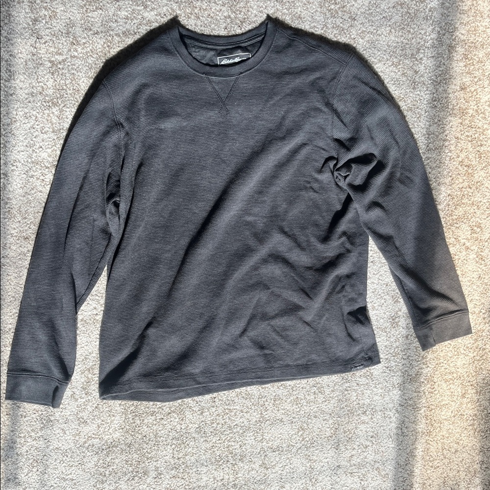 Eddie Bauer Grey Long Sleeve Waffle Shirt (XL)